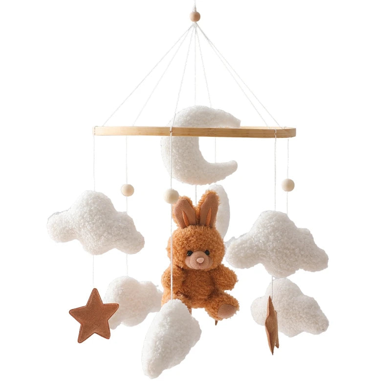 Baby Crib Mobile Rattle Toy 0-12Months Infant Soft Felt mobile Teddy Bear Bed Bell Hanging Toy Holder Bracket Crib Toy Gift
