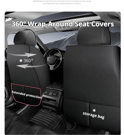 1pc Hooded Car Seat Cover - Premium Linen Texture for All-Season Comfort & Breathability, Universal Design for Sedans, SUVs