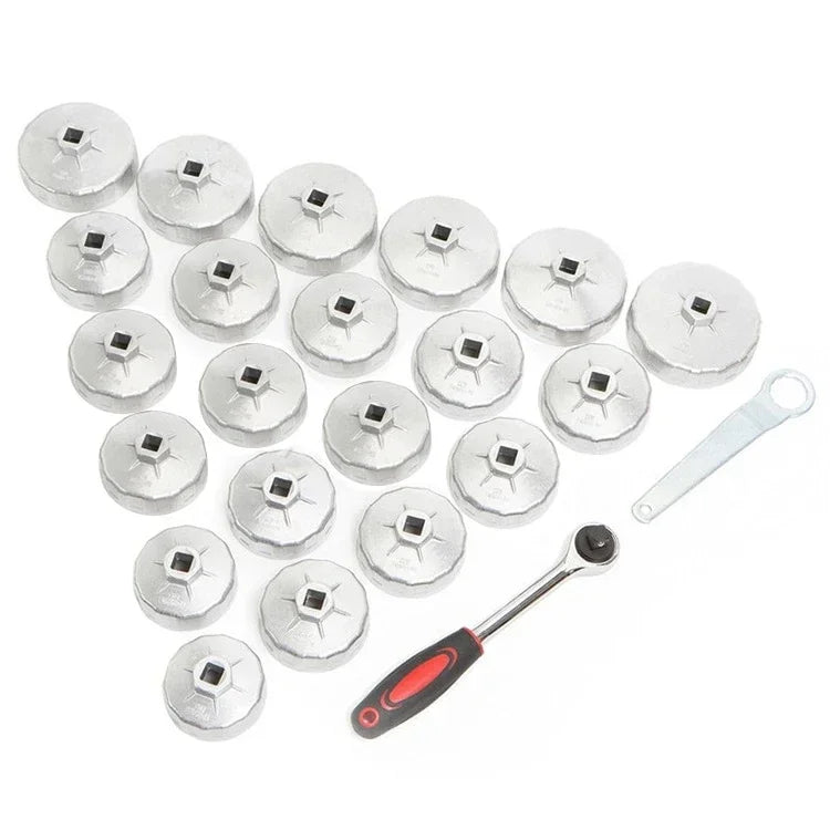 EAFC 23 Pcs/Set Car Oil Filter Cap Removal Wrench Socket Set 1/2" 12.5mm Ratchet Spanner Car Hand With Case Auto Remover Tool