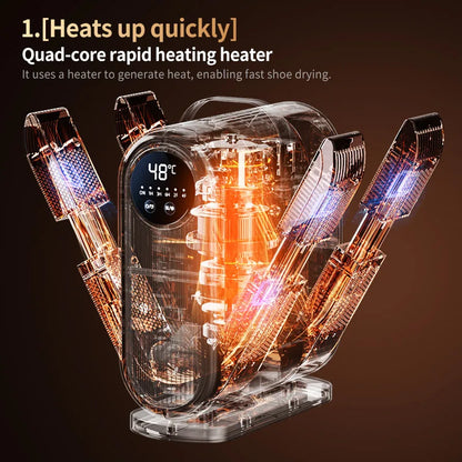 Six-Arm Foldable Shoe Dryer Electric Shoe and Boot Dryer Timing Control Household Shoe Warmer Portable Heater For Socks Boots
