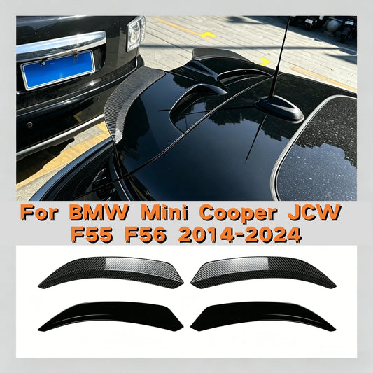 Pair For BMW Mini Cooper JCW F55 F56 2014-2024 Rear Roof Spoiler Extentions Flaps Wings Trim Body Kits Glossy Black/Carbon