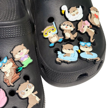 14-100PCS Kawaii Animal Beaver PVC Shoe Charms For Clogs Pin Sandals Shoes Accessories Garden Shoes Decoration Kid Summer Gift
