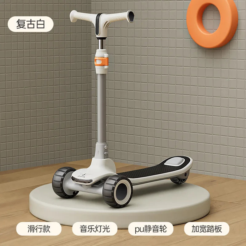 Foldable children's scooter for ages 2–8: LED-lit scooter ride-on scooter toy car for older children