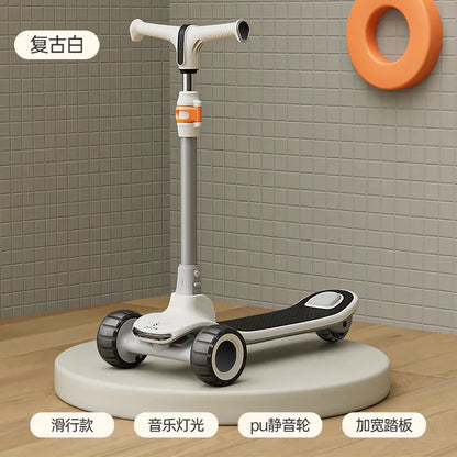 Foldable children's scooter for ages 2–8: LED-lit scooter ride-on scooter toy car for older children