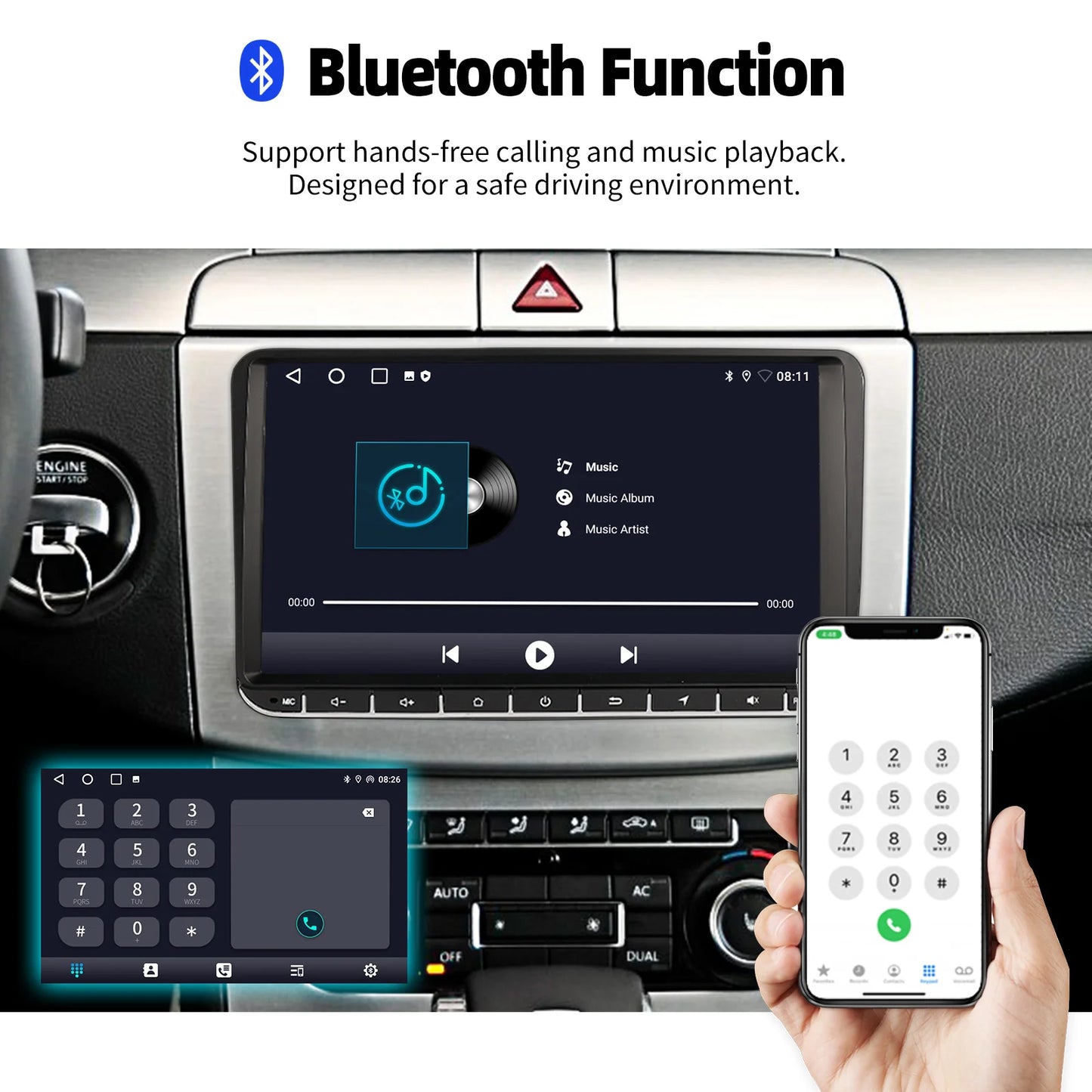 9" Android 15 4+64Gb for Vw Golf Mk5 Mk6 Passat Polo Touran Tiguan Caddy Car Stereo Radio Wifi Carplay Gps Navi Fm Bt+Dvr&Ahd