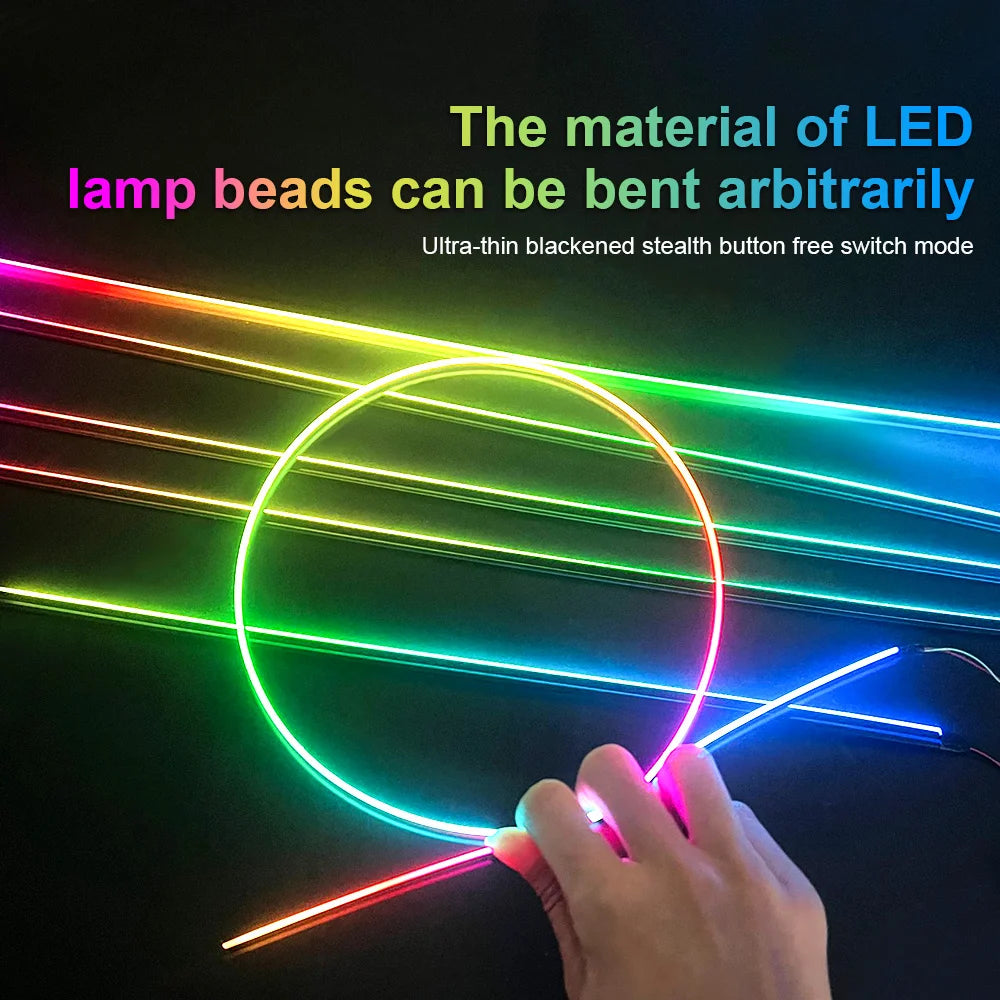 18 in 1 22in 1 RGB Symphony Car Atmosphere Strip Interior LED Acrylic Guide Backlight Universal Decoration Ambient Rainbow Light
