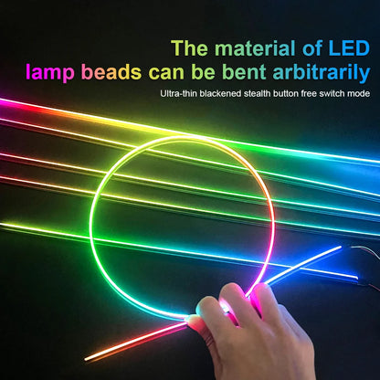 18 in 1 22in 1 RGB Symphony Car Atmosphere Strip Interior LED Acrylic Guide Backlight Universal Decoration Ambient Rainbow Light