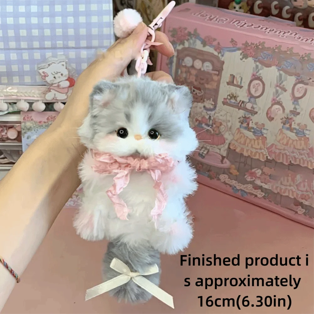 High Quality Cute Handmade Twisty Stick Little Cat Pendant Keychain Plush DIY Material Package Gifts Twist Bar Kitten Doll Toy