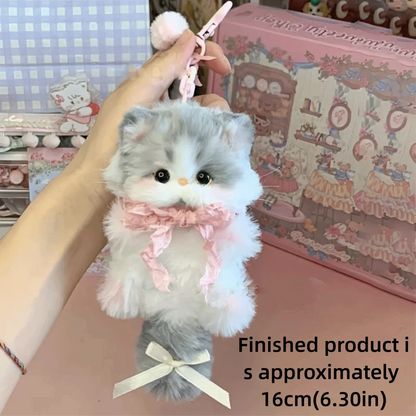 High Quality Cute Handmade Twisty Stick Little Cat Pendant Keychain Plush DIY Material Package Gifts Twist Bar Kitten Doll Toy