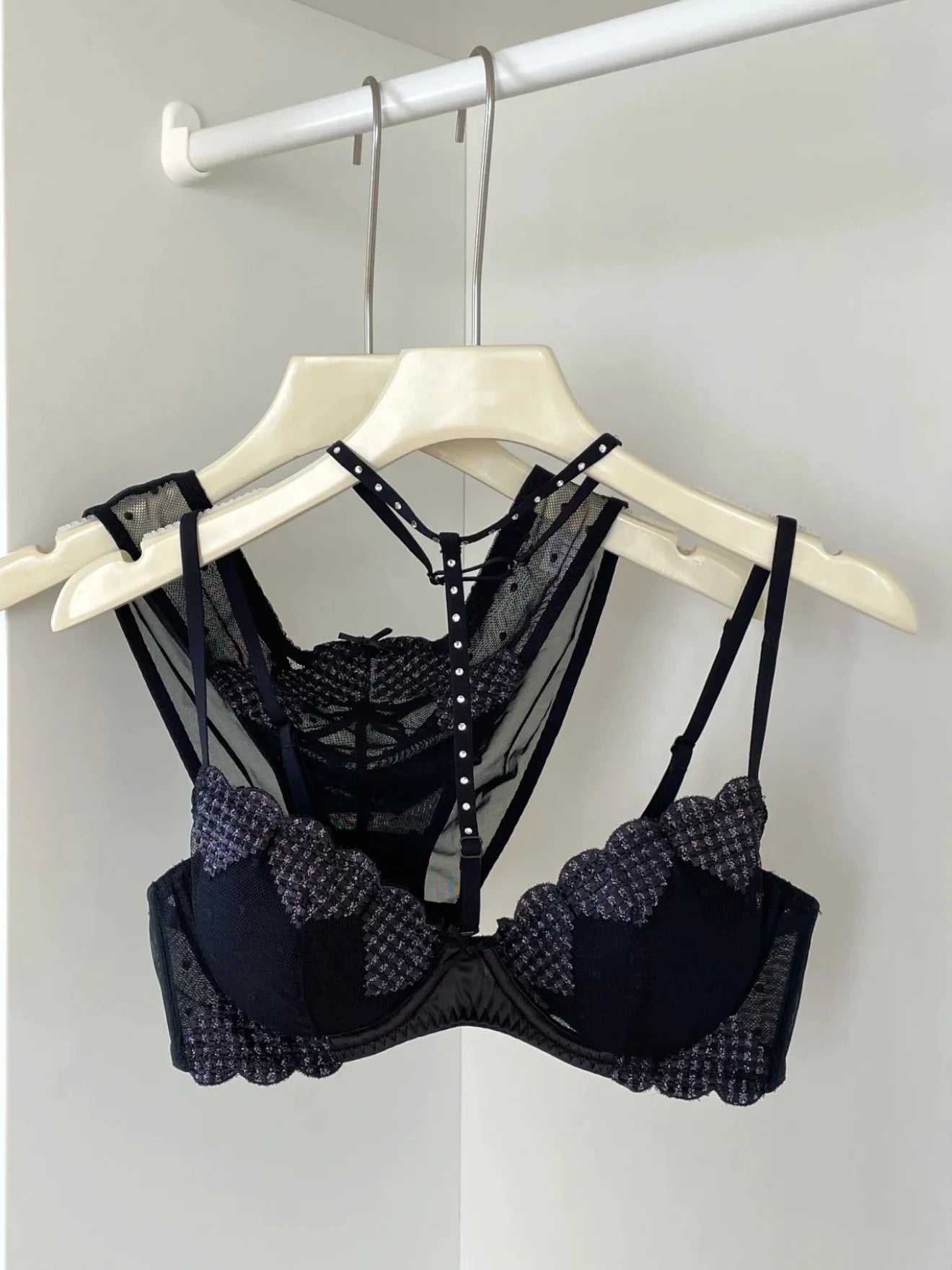 French-style Heart Embroidery Lingerie Set for Petite Women Soft Steel Cups Romantic Bra Set Hot Sale Comfortable  S-XL Hot Sale