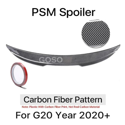 Carbon Fiber Rear Bumper Spoiler Lip For BMW 3 Series G20 2020-2023 MP M3 M4 PSM Style Slim Trunk Wing Kit Refting Gloss Black