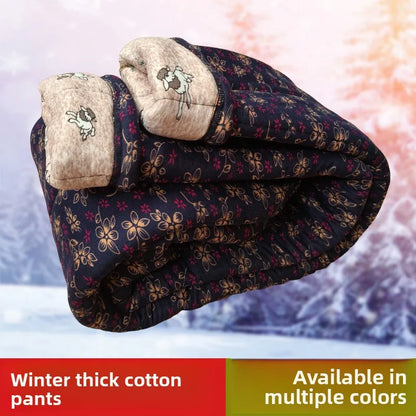Thick Cotton Pants for Women Winter Warm Loose Fit Camel down Filled Trousers plus Size Mommy Grandmother Pants High Waist Lo...