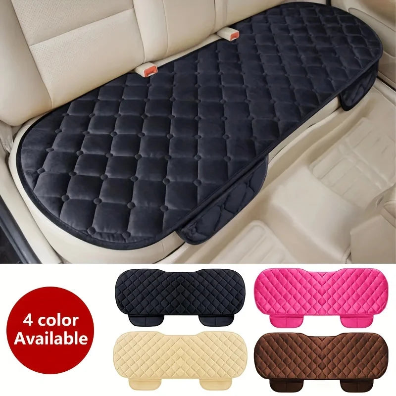 Rear Car Seat Covers Flocking Cloth Car Cushion Non Slide Checkered Winter Keep Warm Mat Pad Universal Fit Truck SUV Van