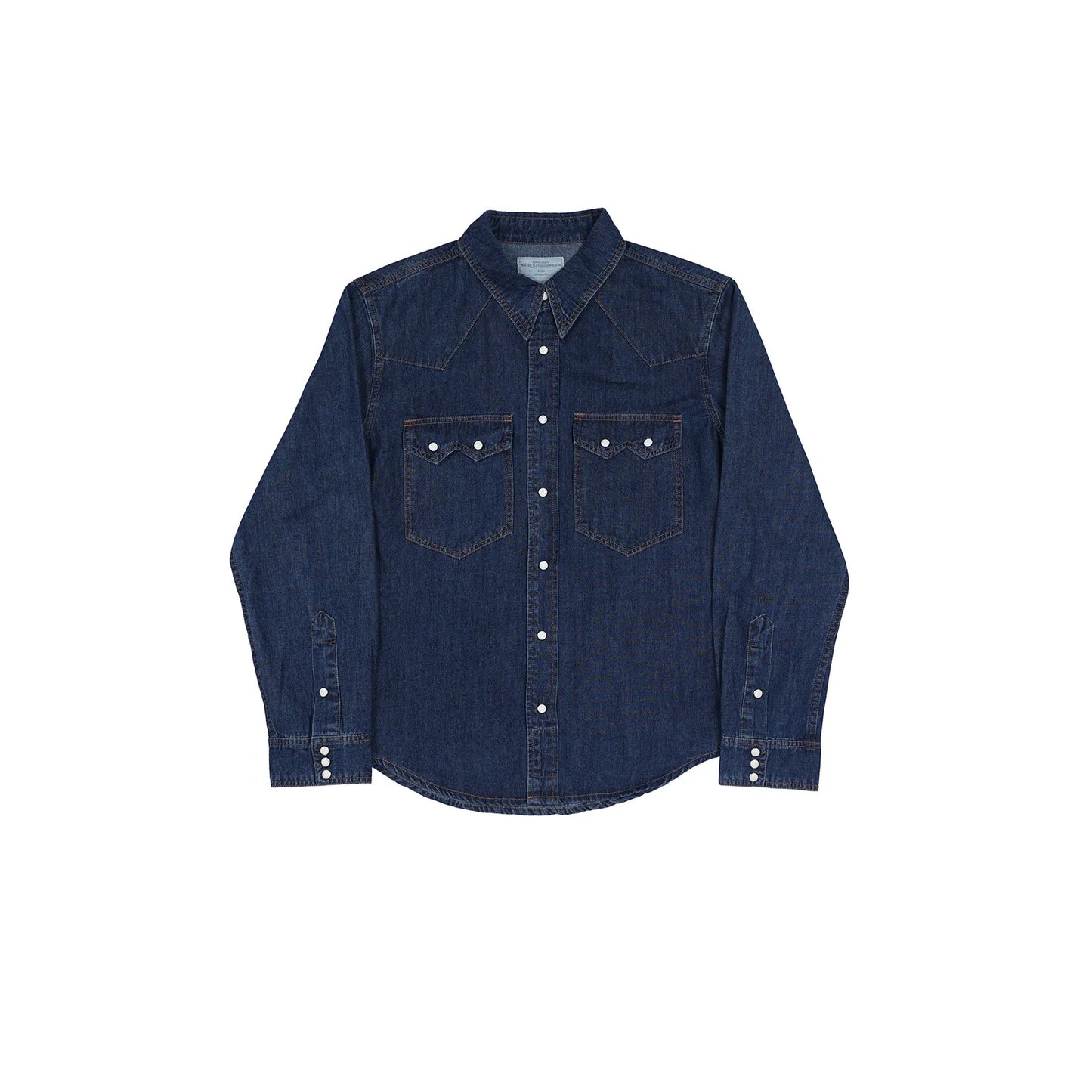 American Retro Western Denim Shirt Raw Denim Washed Casual Pearl Snap Button Western Shirt