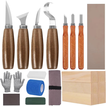 Wood Carving Kit Wood Carving Tools Set With Wood Carving Knives Detail Knives Blocks Whittling Kit For Beginners Adults Kids