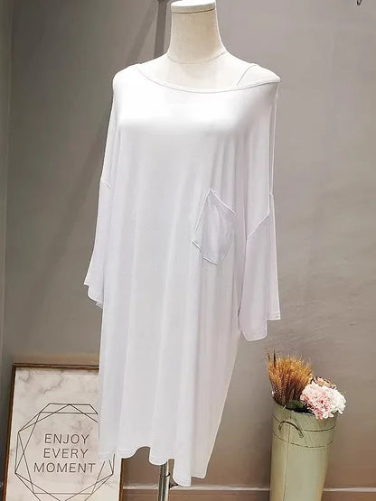Good Girl Teenage Modal Mid-Length T-Shirt Dress Nightgown Loose Short-Sleeve round Neck Summer Women's Fashion Comfortable S...