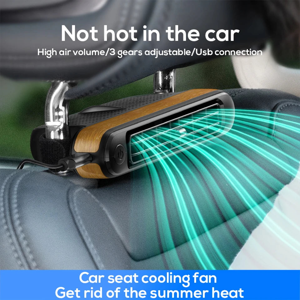 Yanace Portable Car Seat Cooling Fan USB Rechargeable Backseat Air Cooler with Strong Wind for Summer Travel Accessories