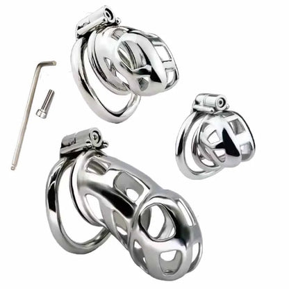 Stainless Steel Male Chastity Device Metal Cock Cage with Arc Penis Rings BDSM Gay Erotic Urethral Device Adult Erotic Sex Toys