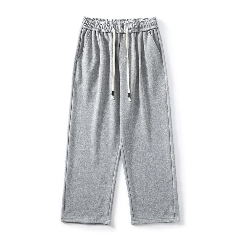 DUKEEN Pique Fabrics Sweatpants for Men Loose Causal Straight Legged Trouse Autumn and Winter Solid Colors Sports Fleece Pants