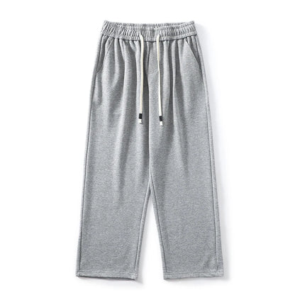 DUKEEN Pique Fabrics Sweatpants for Men Loose Causal Straight Legged Trouse Autumn and Winter Solid Colors Sports Fleece Pants