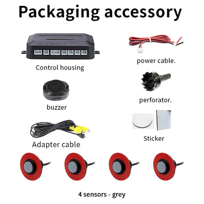Car Reverse Parking Sensor 4 AHD Sensors 16.5mm Compatible CVBS AHD 1080P Sound Mute Mode Vehicle Safety Alert System