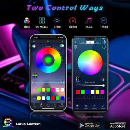 FOR YOUR CAR 6/18 in 1 Acrylic Car Ambient Light RGB 213 Color Symphony Acrylic APP Streamer Atmosphere Lamp Kit Sunroof light