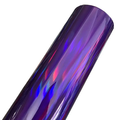Gloss Holographic Chrome Vinyl Wrap Rainbow Finish Roll DIY Air-Release Adhesive Car Decal Wrapping