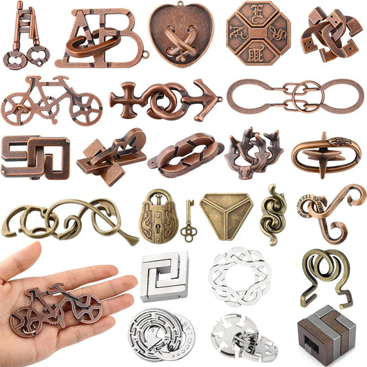 Difficult Disentanglement Brain Teaser Metal Puzzles For Adults and Kids Smart Logic IQ Test Mind Challenge Educational Toys