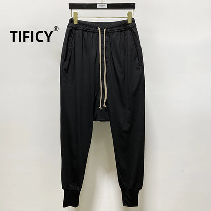 High Street Cotton Pant Cansual Men's Versatile Dark RICK RO Casual Harem Loose Pants Hanging Crotch Sweatwear Long Pants