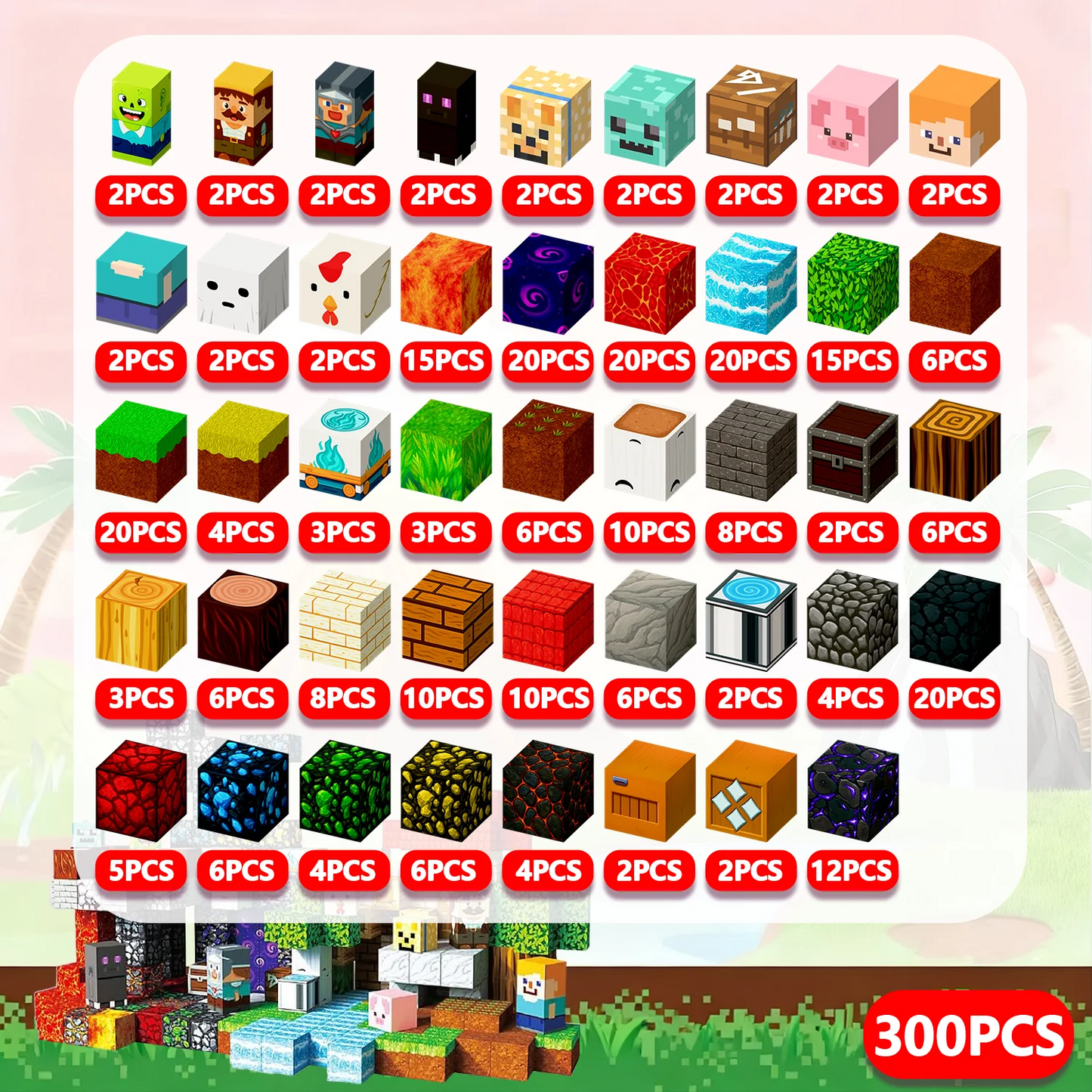 Magnetic Building Blocks Mine World Magnet The End Ender Head Forest Cabin Cubes Set STEM Sensory Brick Cube Toys Children Gift
