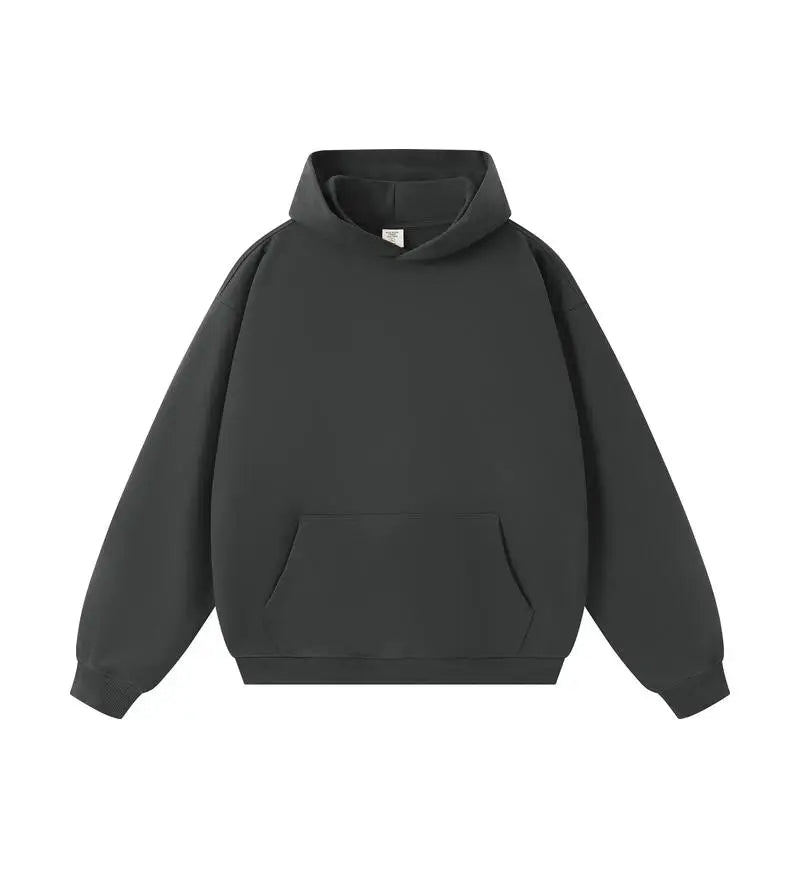 DIY Custom LOGO 450gsm Cotton French Terry Oversized Drop Shoulder Hoodie Men Grey Blue Street Wear Hip Hop Comfortable Hoodie