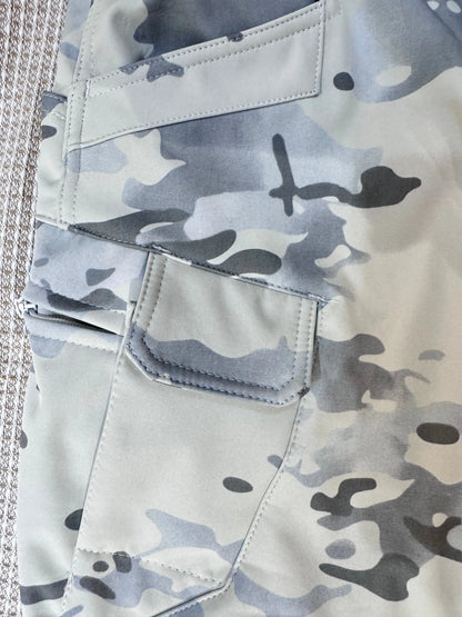 Men's Snow Camo Shark Skin Tactical Pants, Winter Fleece Lined Waterproof Windproof Softshell Trousers for Outdoor Skiing Hiking