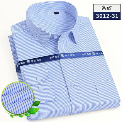 2025 Men's Striped Shirt Long Sleeve Business Office Casual Workwear Comfort Fit Classic Solid Shirts Spring Fall Tops For Male