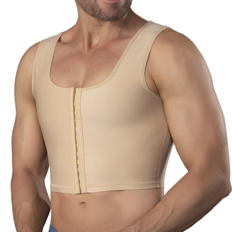 Back Support Body Shaper Men Slimming Chest Lifter Wide Strap Post Surgery Lipo Garment Shapewear Top Vest