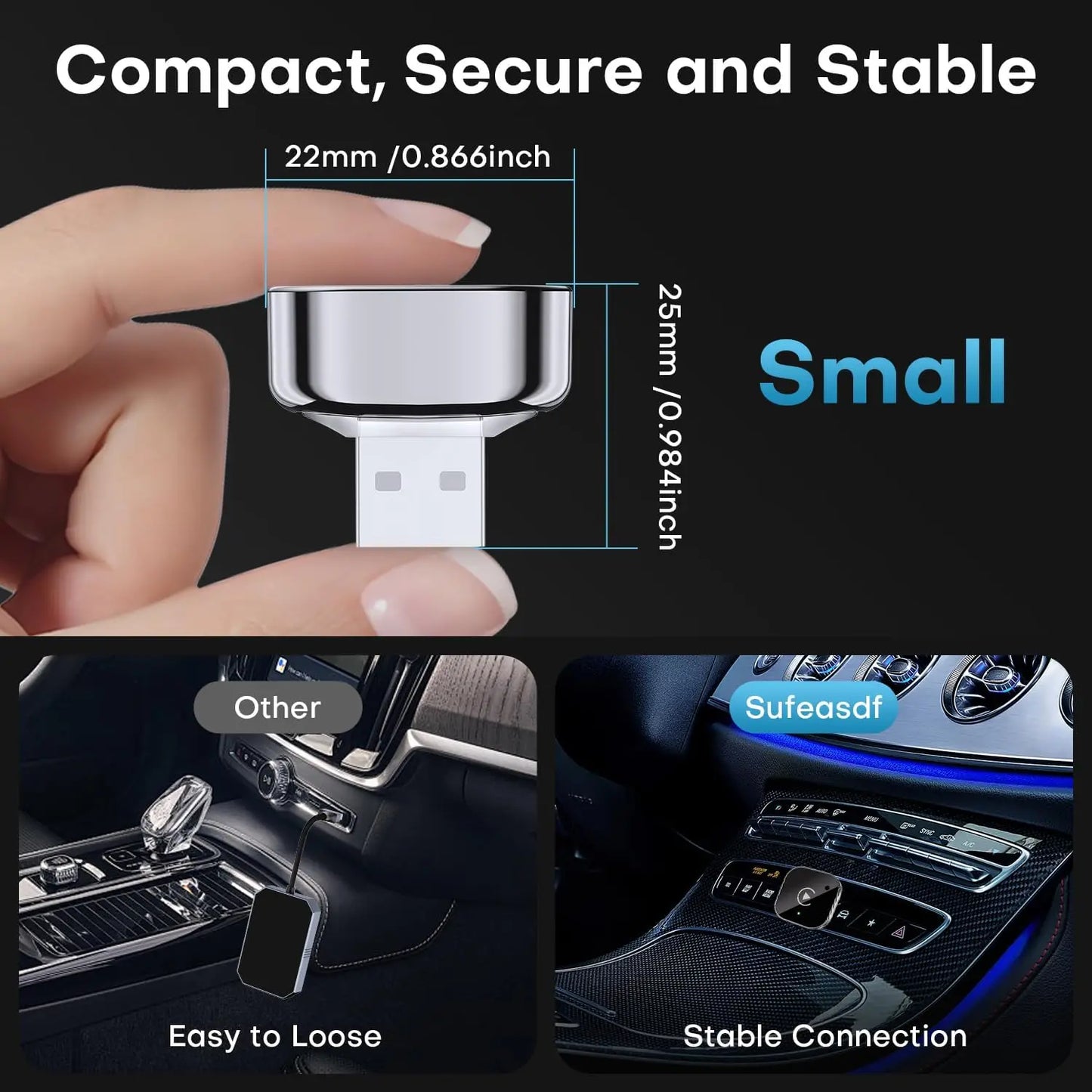 2-in-1 Wireless CarPlay & Android Auto Adapter, Plug & Play CarPlay Dongle Converts Wired to Wireless, Fast Auto-Connect, No Del