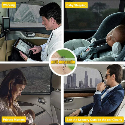 Car Sunshade Curtains Universal Side Window Shades SUV Curtains Protection Repellent Mosquito Mesh Net Sunshade Auto Accessories