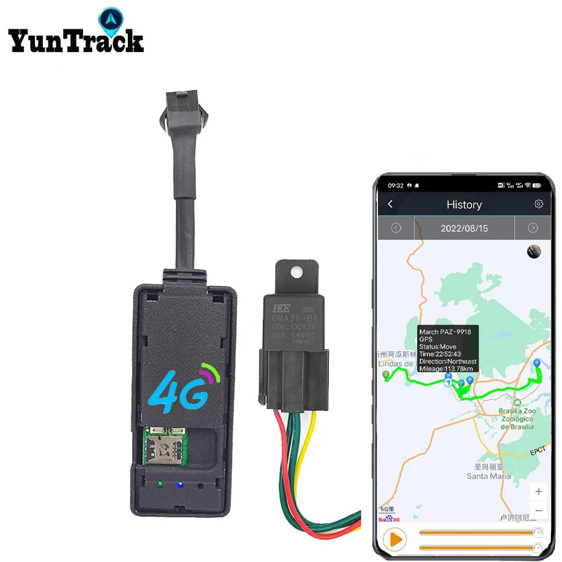 Car Motorcycle Bike 4G GPS Tracker Engine Relay Cut Oil Tracking ACC Towed Away Call SMS SOS Alarm Location System Monitor APP