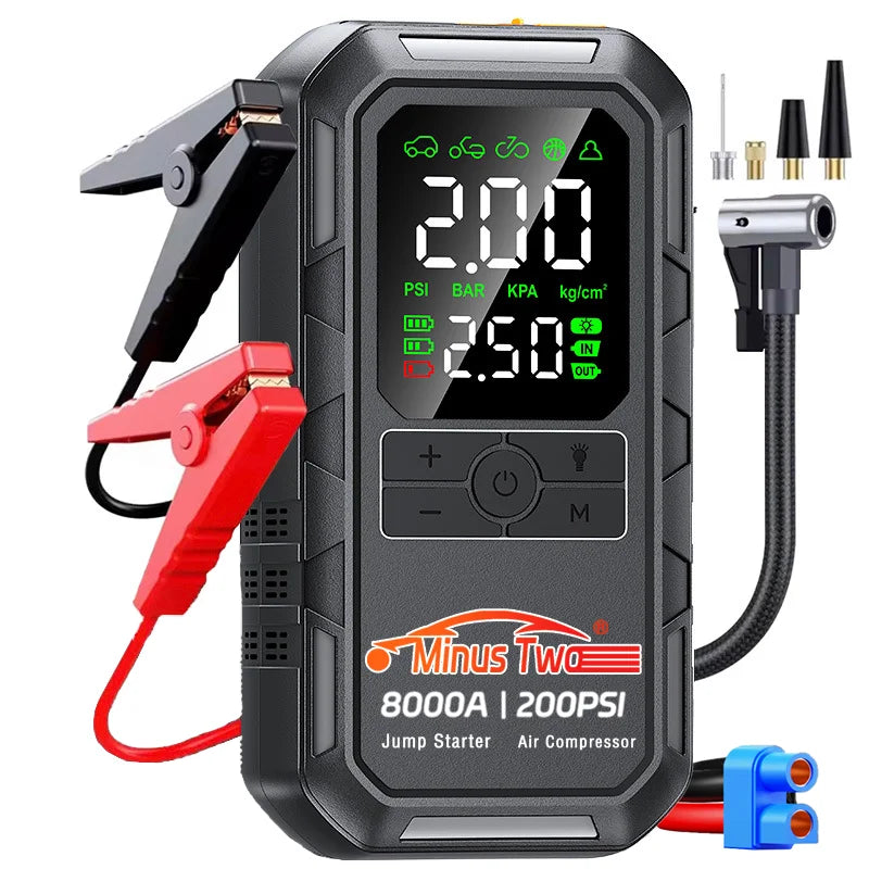 Car Jump Starter with Air Pump Starter 150PSI Digital Tire Inflator Car Battery Jump Starter With Air Compressor