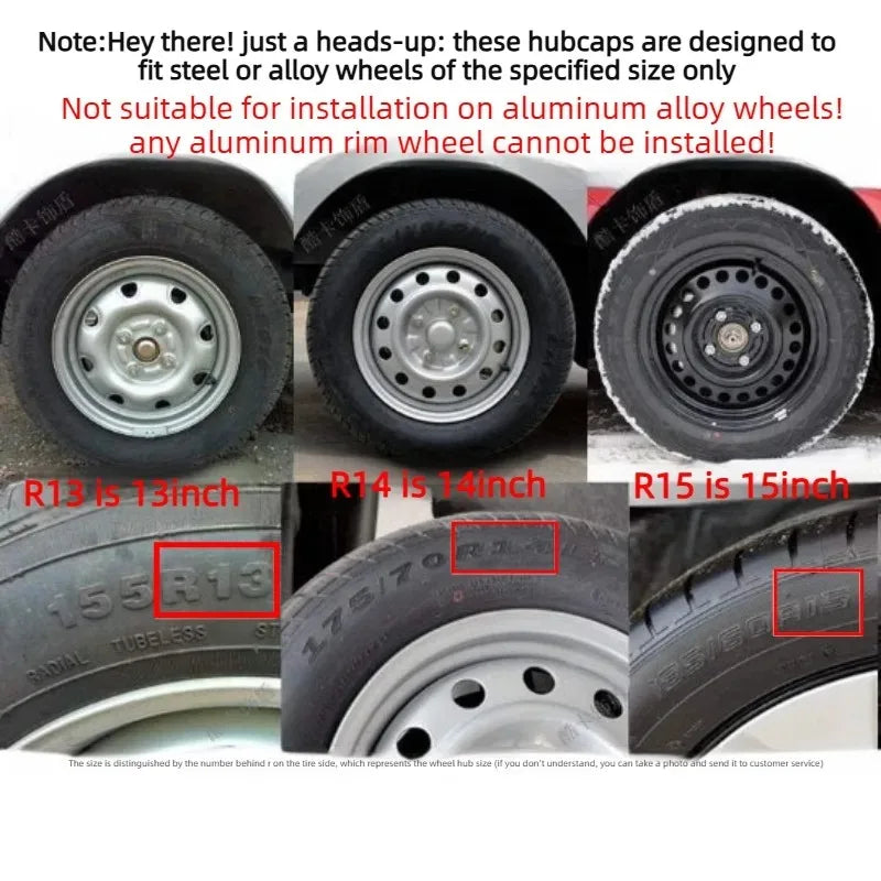 4PCS Car Universal Wheel Cover Hubcap R15  Inch Replacement Hub Caps Wheel Rim Cover Tire Accessories