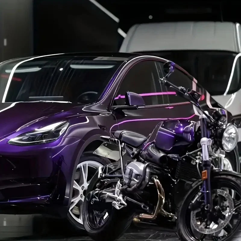 Premium PET High Glossy Midnight Purple Vinyl Wrap Film Car Wrapping Motorcycle DIY Sticker Decal Air Release Self Adhesive