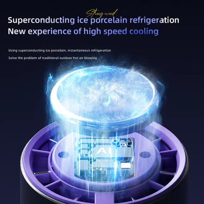 2024 New Semiconductor Refrigeration High-speed Handheld Electric Fan 3000mAh USB Portable Rechargeable Outdoor Small Fan