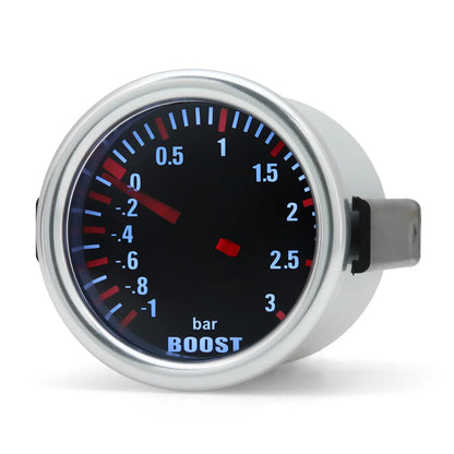 3.0 BAR Universal Smoke Len Turbo Boost Mechanical Car Wthie LED Gauge -1~0~3Bar Turbo Boost Meter 12V