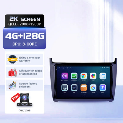 9" Car Radio For Volkswagen Polo 5 Sedan 2008-2020 Android 16 Wireless BT Carplay Multimedia Navigation Touch 2K QLED Screen