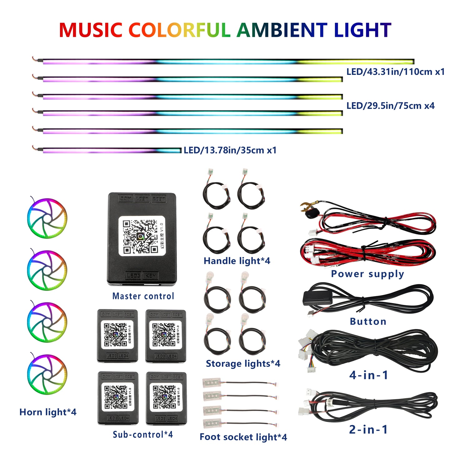 FOR YOUR CAR 6/18 in 1 Acrylic Car Ambient Light RGB 213 Color Symphony Acrylic APP Streamer Atmosphere Lamp Kit Sunroof light