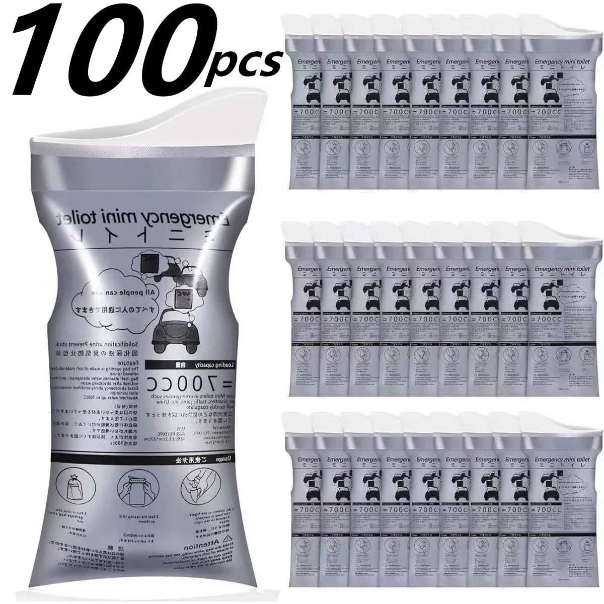 Disposable Urine & Vomit Bags, 700ML Portable Urinal for Women/Men, Emergency Travel, Camping, Traffic Jam, Pregnant, Patient