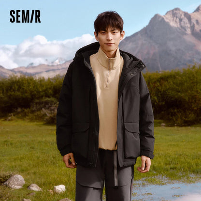 Semir Down Jacket Men 2024 New Winter Couple Windproof, Wear-Resistant and Warm Outdoor Contrasting Colors Outerwear