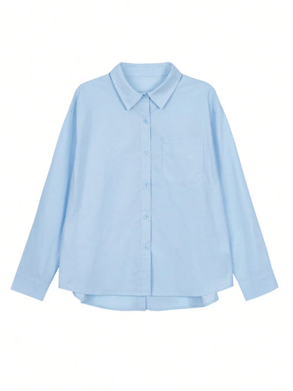 Spring/Summer 2026 New Arrivals Women's Casual Resort Solid-Colour Back-Button Shirt Fashion Streetwear Everyday Wear