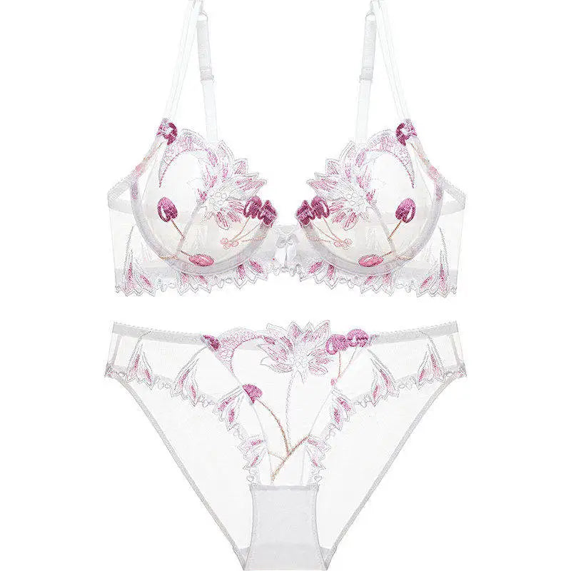 Sexy French Ultra Thin Lace Embroidery Underwire Bra Summer Minimizer Full Coverage Slimming For Busty Women Daily Wear 32-38ABC