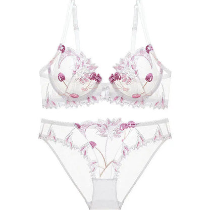 Sexy French Ultra Thin Lace Embroidery Underwire Bra Summer Minimizer Full Coverage Slimming For Busty Women Daily Wear 32-38ABC