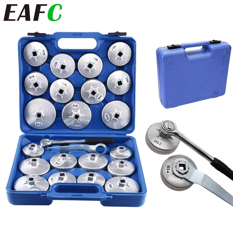EAFC 23 Pcs/Set Car Oil Filter Cap Removal Wrench Socket Set 1/2" 12.5mm Ratchet Spanner Car Hand With Case Auto Remover Tool